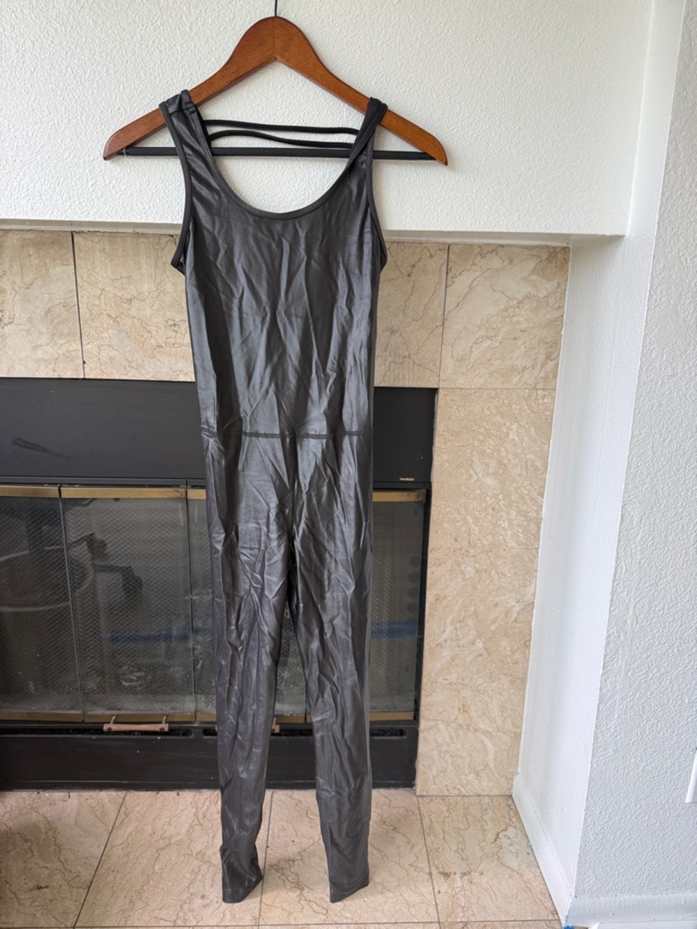Koral Black Faux Leather Strappy Back Jumpsuit